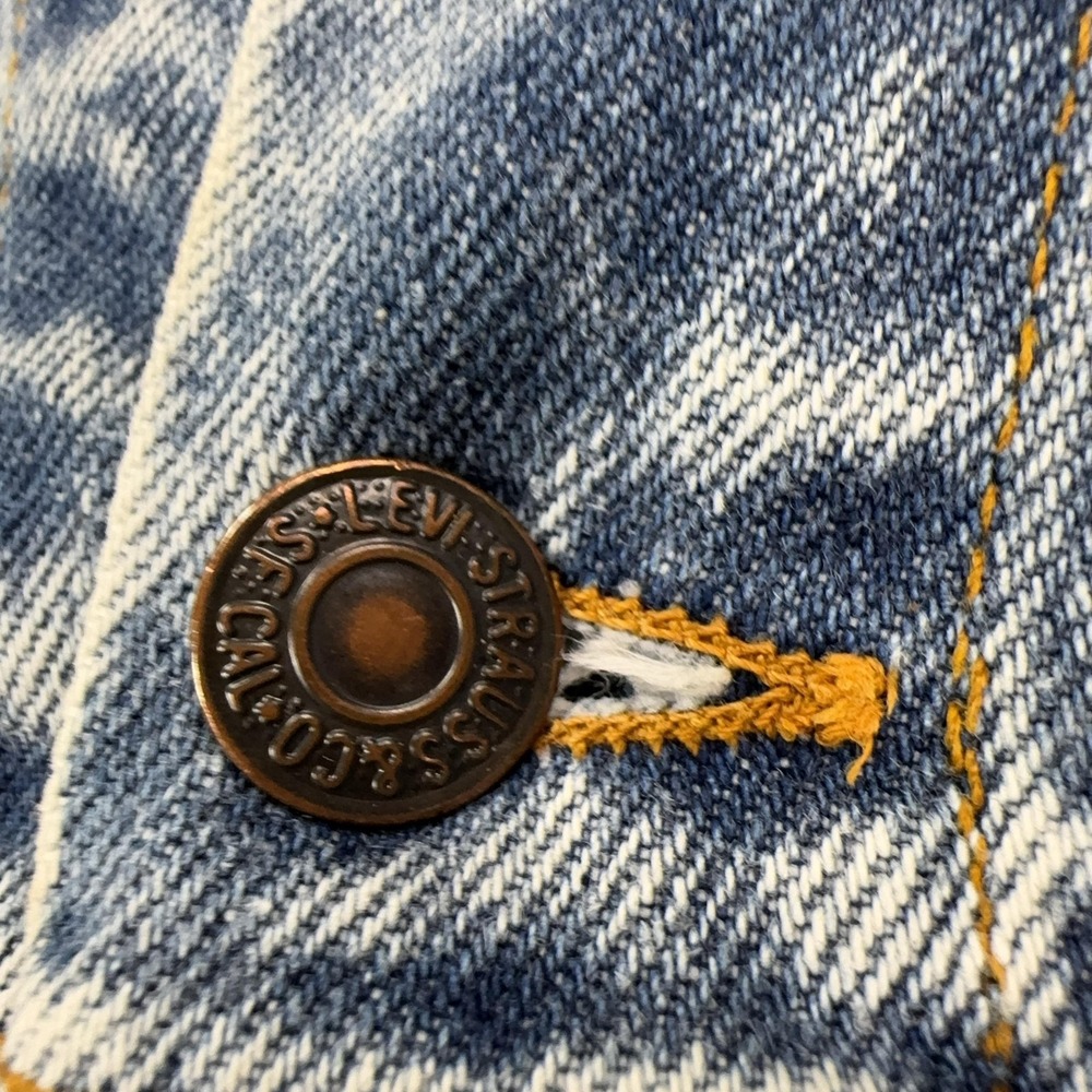 Vintage Levis Denim Bomber Jacket Mens‎ Medium Blue Acid Wash USA 70507 0219 - Picture 7 of 13